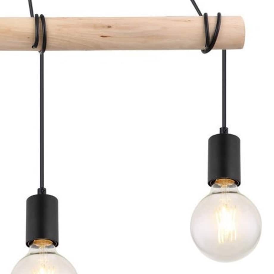 Ekologiczna LAMPA wisząca PABLO 3980 Rabalux drewniana belka ZWIS do kuchni czarny