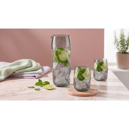 Zestaw 3 el. karafka 1000 ml i 2 szklanki 450 ml szare Geo Graphite 32200