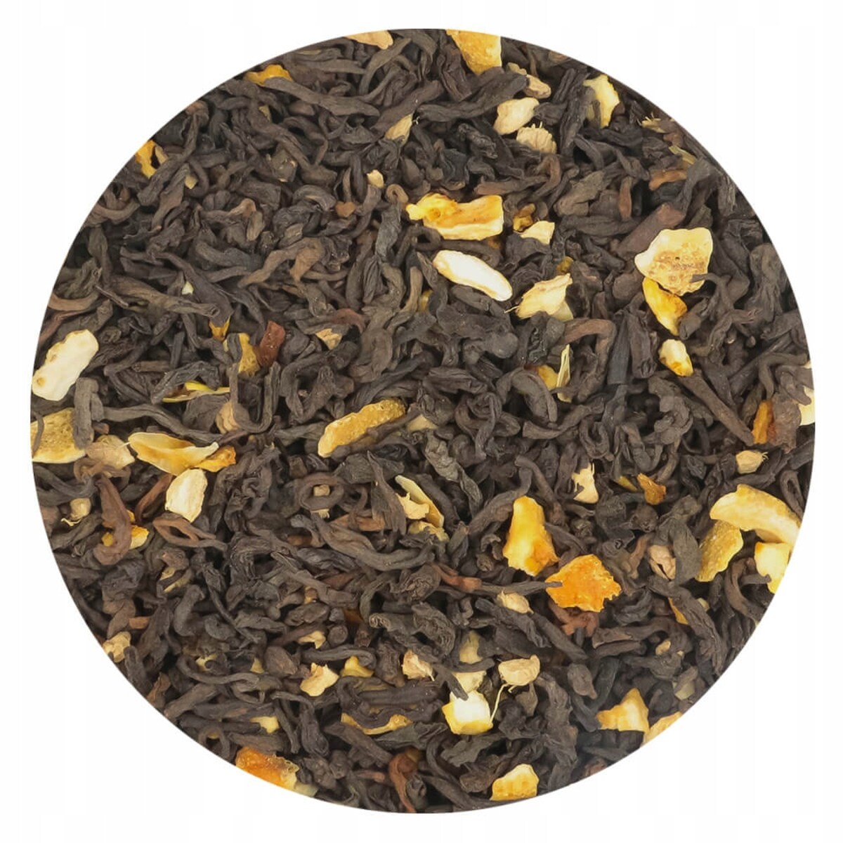 Herbata czerwona pu-erh POMARAŃCZE Z IMBIREM o smaku pomarańczowo imbirowym - herbata liściasta sypana mieszanka napar susz - gotowa na prezent upominek