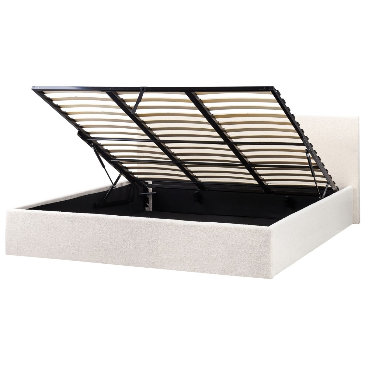 Łóżko z pojemnikiem Boucle ORBEY 180 x 200 cm Złamana biel