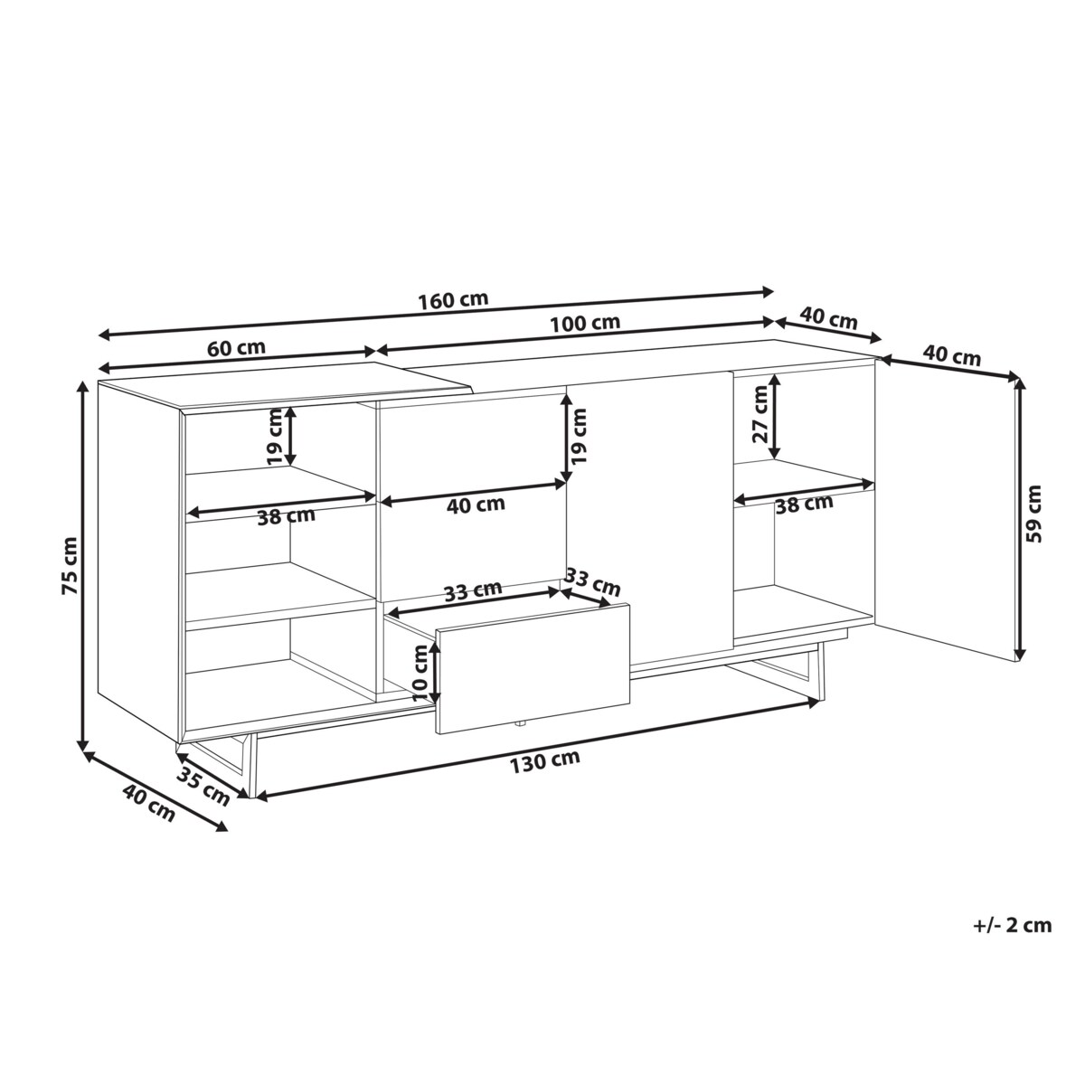 Komoda jasne drewno z czarnym FIORA