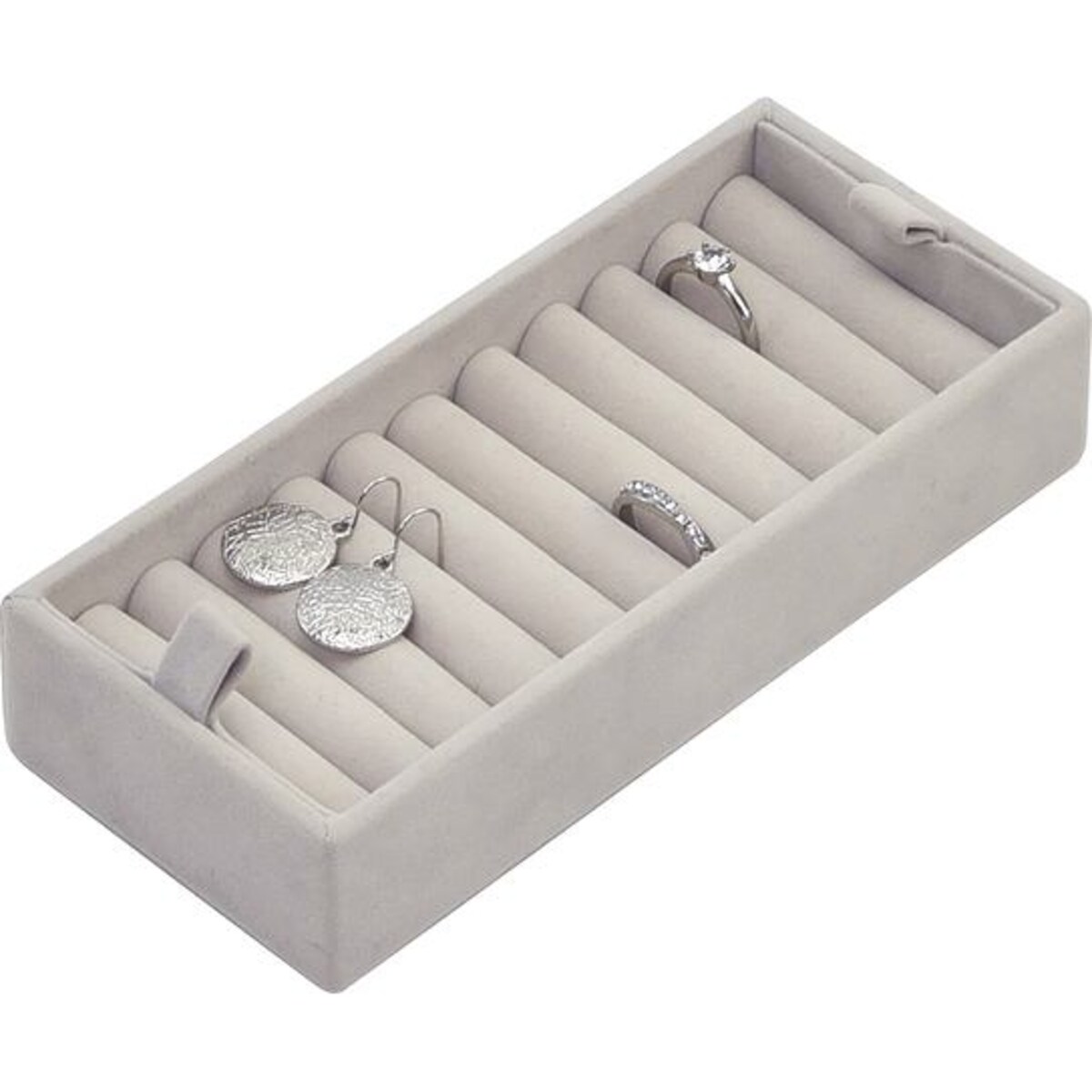 Wkładka duża na pierścionki Stackers jasnoszara velvet