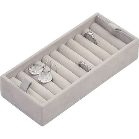Wkładka duża na pierścionki Stackers jasnoszara velvet