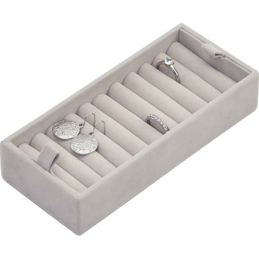Wkładka duża na pierścionki Stackers jasnoszara velvet