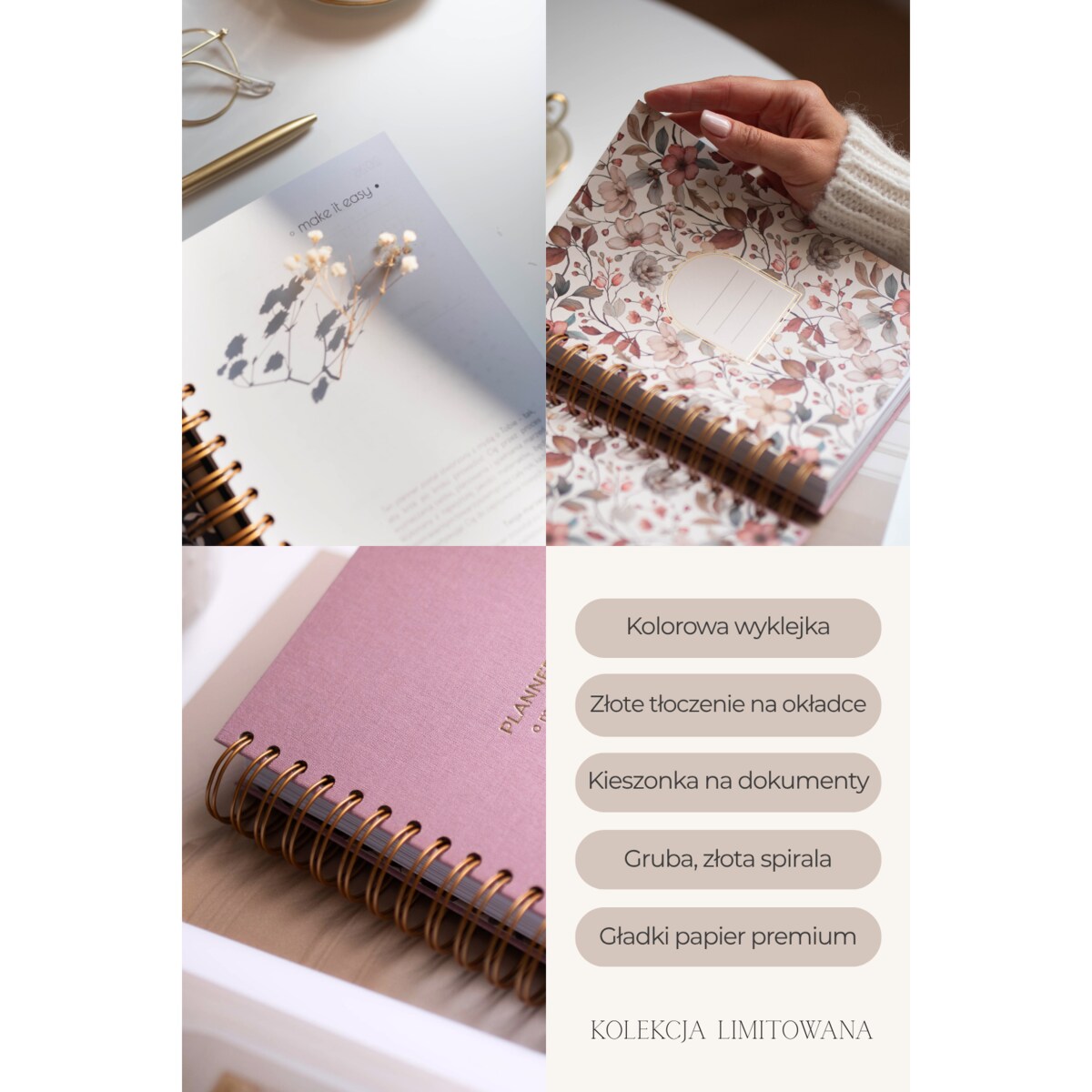 Planner dzienny 2026 na spirali – Magnolia