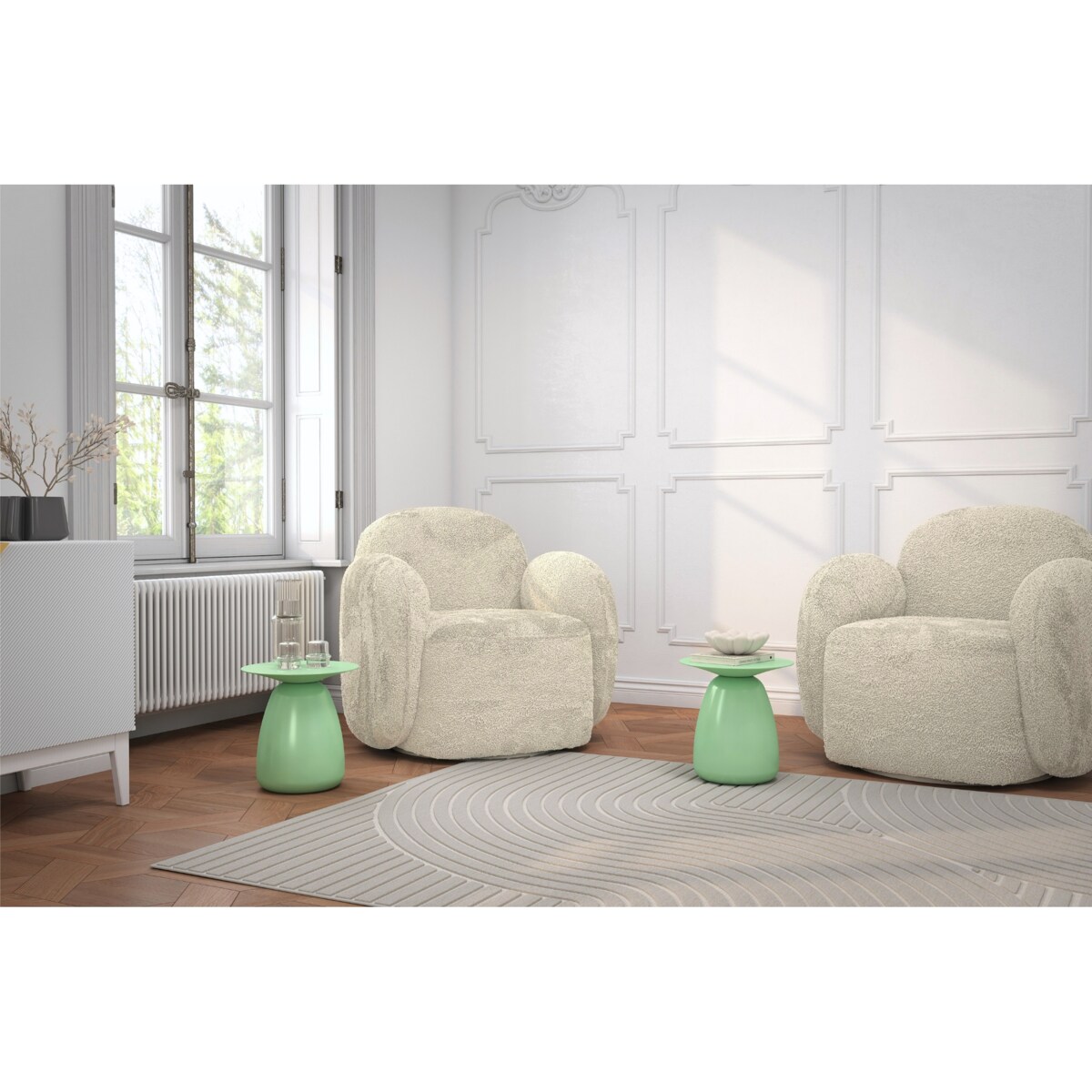 Stolik drewniany różne kolory Baobab 34, kolor pudrowa zieleń