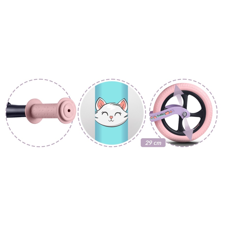 Rowerek biegowy dla dzieci magnesium Ricokids miętowo-różowy Funnu 760504