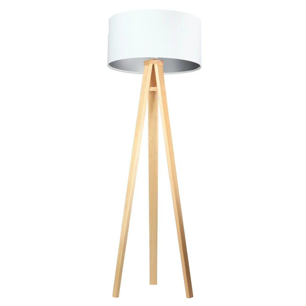 Lampa stojąca HOME 50 biała/srebrna/sosna