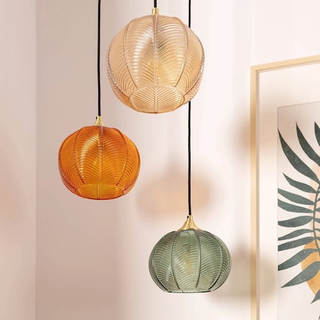 Lampa wisząca potrójna ze szklanymi kloszami Climt