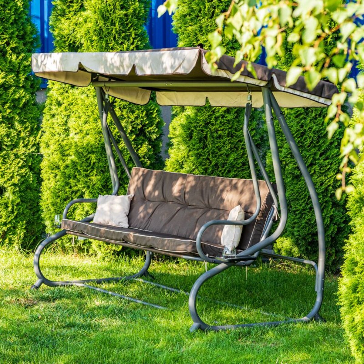 Huśtawka ogrodowa rozkładana Megi brązowa