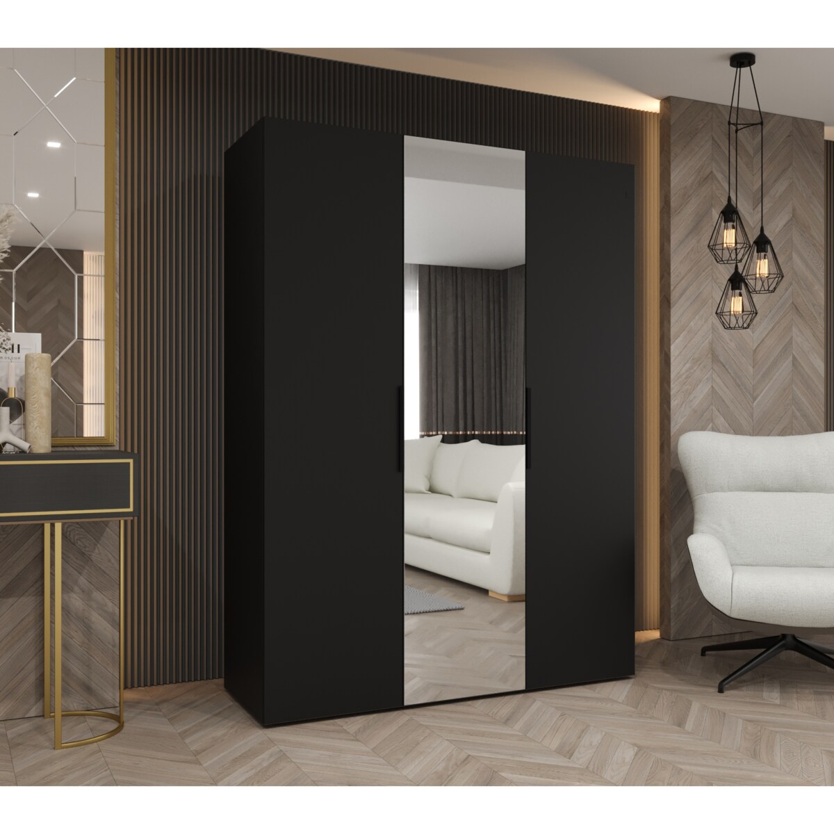 Szafa uchylna otwierana MARBELLA 2 150 wys. 202 cm Czarny + u. Czarny