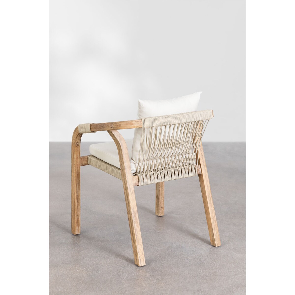 Zestaw ogrodowy: okrągły stół i 6 krzeseł z drewna akacjowego Dubai ecru