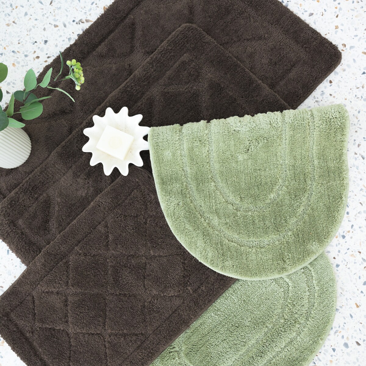 Zestaw 2szt Dywanik łazienkowy Soft 40x60 cm antypoślizgowy brązowy