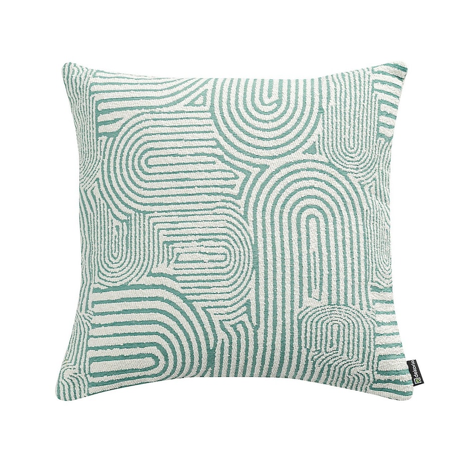 Poszewka Kinga na poduszkę 43x43 miętowe łuki na kremowym tle