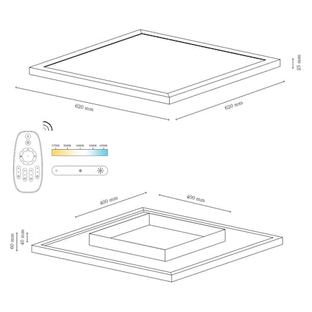 Drewniana Lampa Sufitowa BRITOP Lighting Square 1xLED 46W Dąb Olejowany FSC z Białym Szkłem, Sterowana Pilotem, 1 szt.