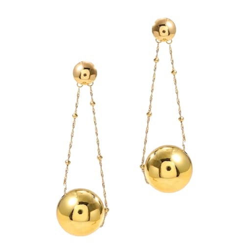 Długie kolczyki złote kule kulki wiszące na łańcuszkach DUŻE efektowne