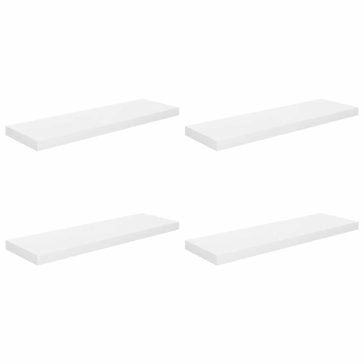 vidaXL Półki ścienne, 4 szt, wysoki połysk, białe, 80x23,5x3,8 cm, MDF