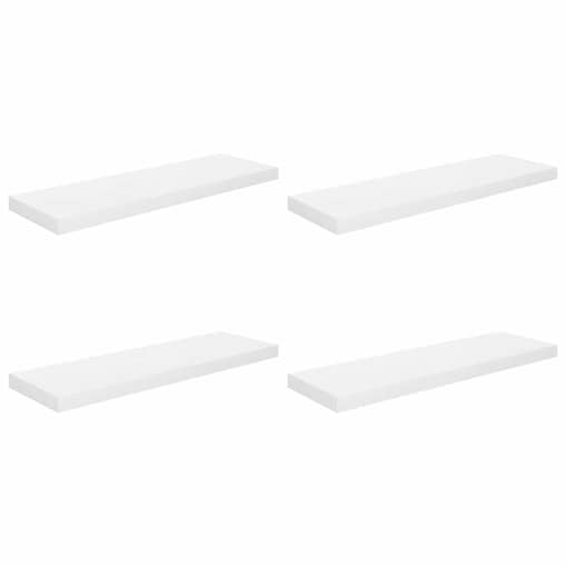 vidaXL Półki ścienne, 4 szt, wysoki połysk, białe, 80x23,5x3,8 cm, MDF