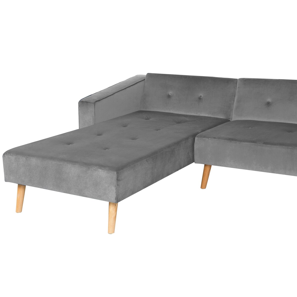 Narożnik welurowy prawostronny rozkładany szary VADSO