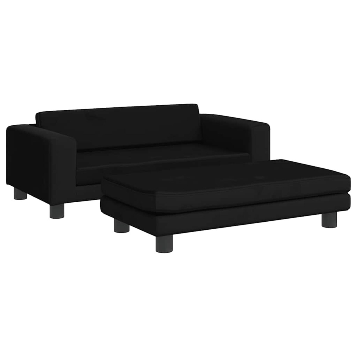 vidaXL Sofa dziecięca z podnóżkiem, czarna, 100x50x30 cm, aksamit