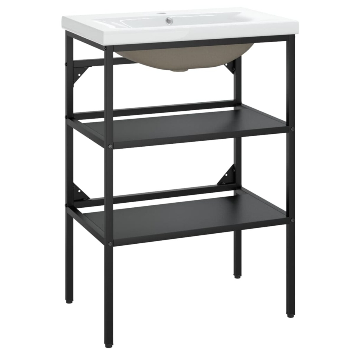 vidaXL Stelaż z wbudowaną umywalką, czarny, żelazny