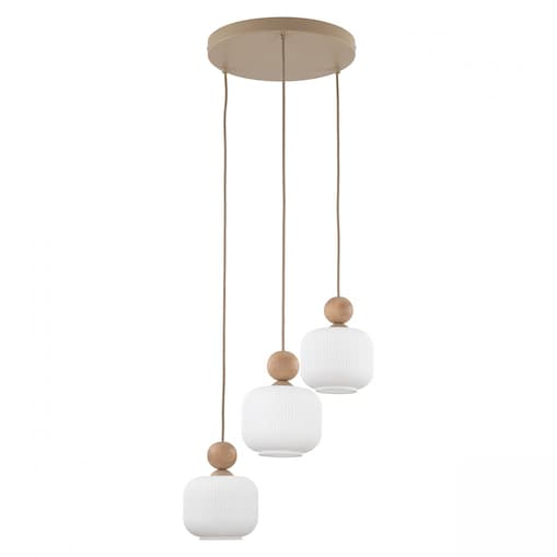 Lampa wisząca TK Lighting BALLO 11050 3xE14 Sabia/Biały regulowana wysokość metal szkło 35 cm