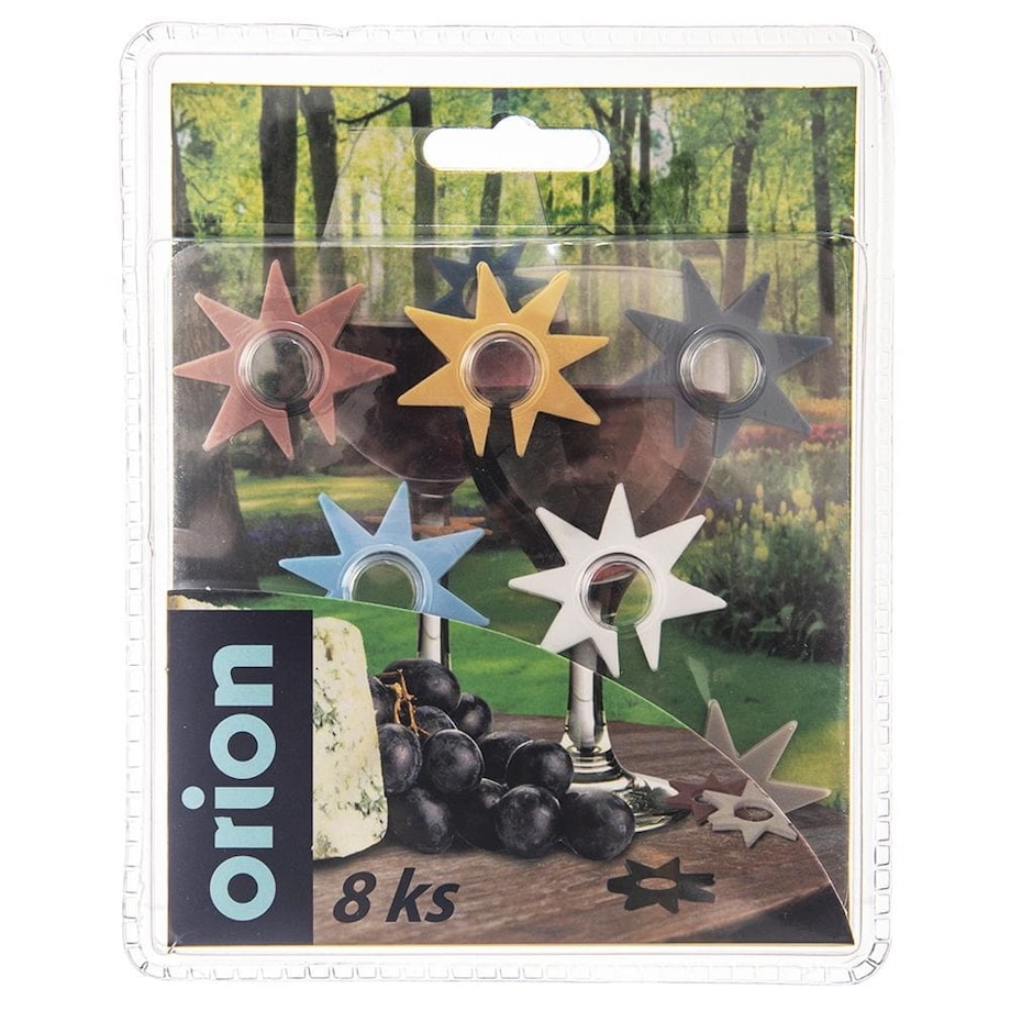 Znaczniki na Szklanki Kubki Kufle Silikonowe Kolorowe Gwiazdy Zestaw 8 szt