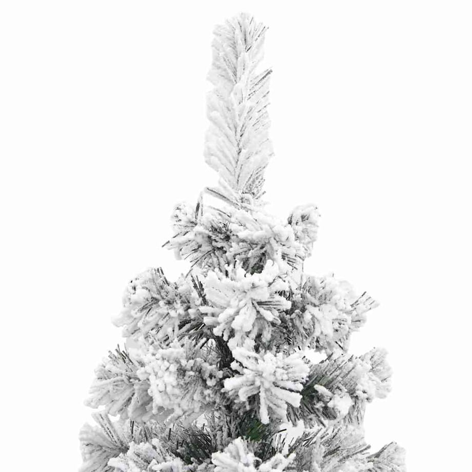 vidaXL Smukła, sztuczna choinka, zielona, ośnieżona, 120 cm, PVC