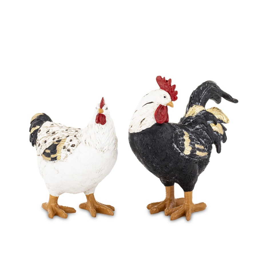 Dekoracja - kolorowa KURA I KOGUT 21x19x9 i 18x14,5x8,5 cm PLOMFEE