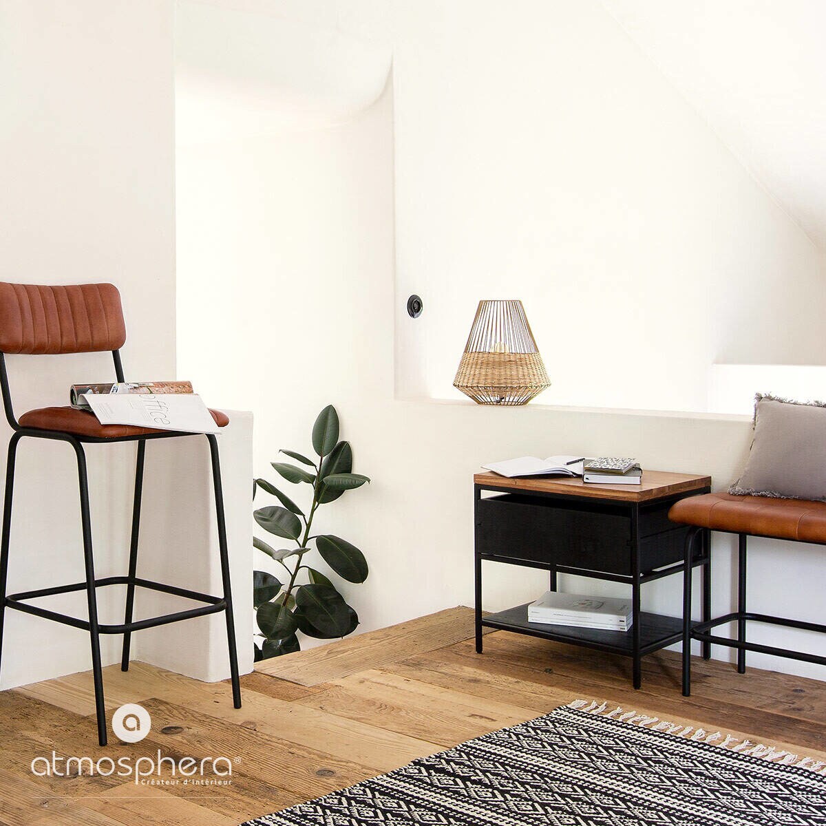 Lampa z wikliny i metalu CHERAW, 33,5 cm