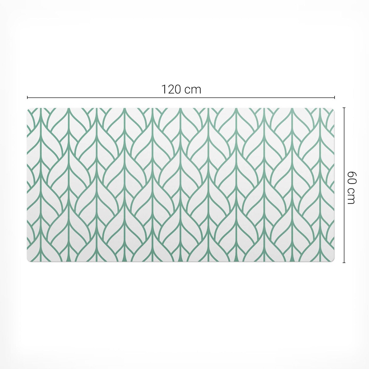 Zielona mata na biurko Liście we wzorze, 120x60 cm