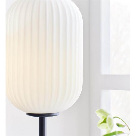 Stołowa lampa szklana Cava do salonu plis czarna biała