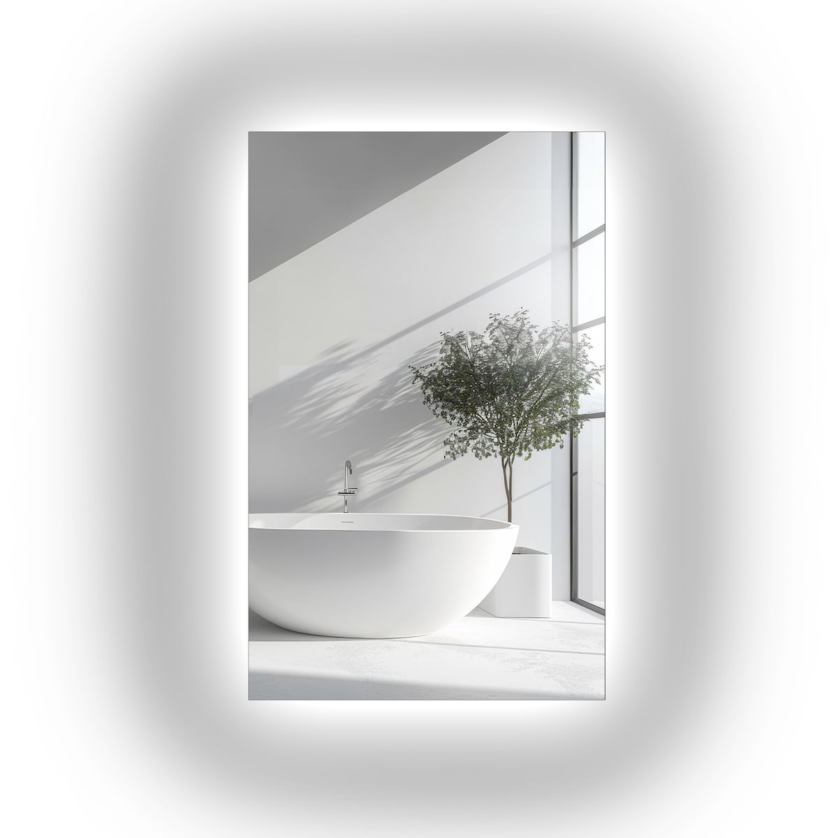 Lustro łazienkowe prostokątne szlifowane z opcją podświetlenia - AGIS LED