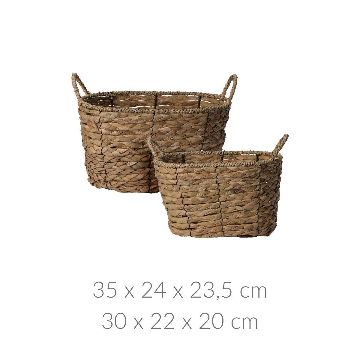 Kosze do przechowywania z uchwytami, plecionka z trawy morskiej, 2 sztuki