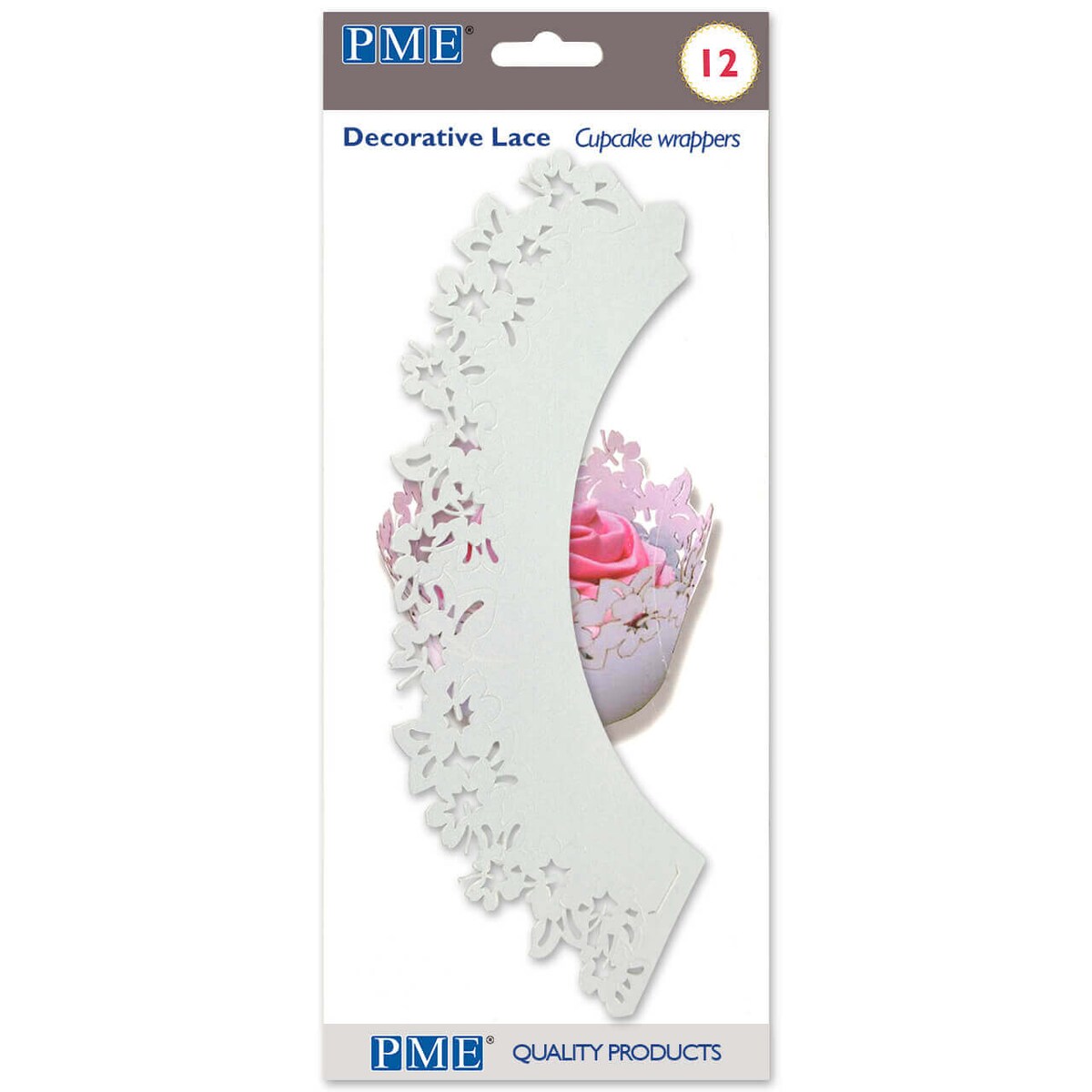 PME Koronkowe osłonki na babeczki (12 sztuk) 20.5 x 5 cm biały