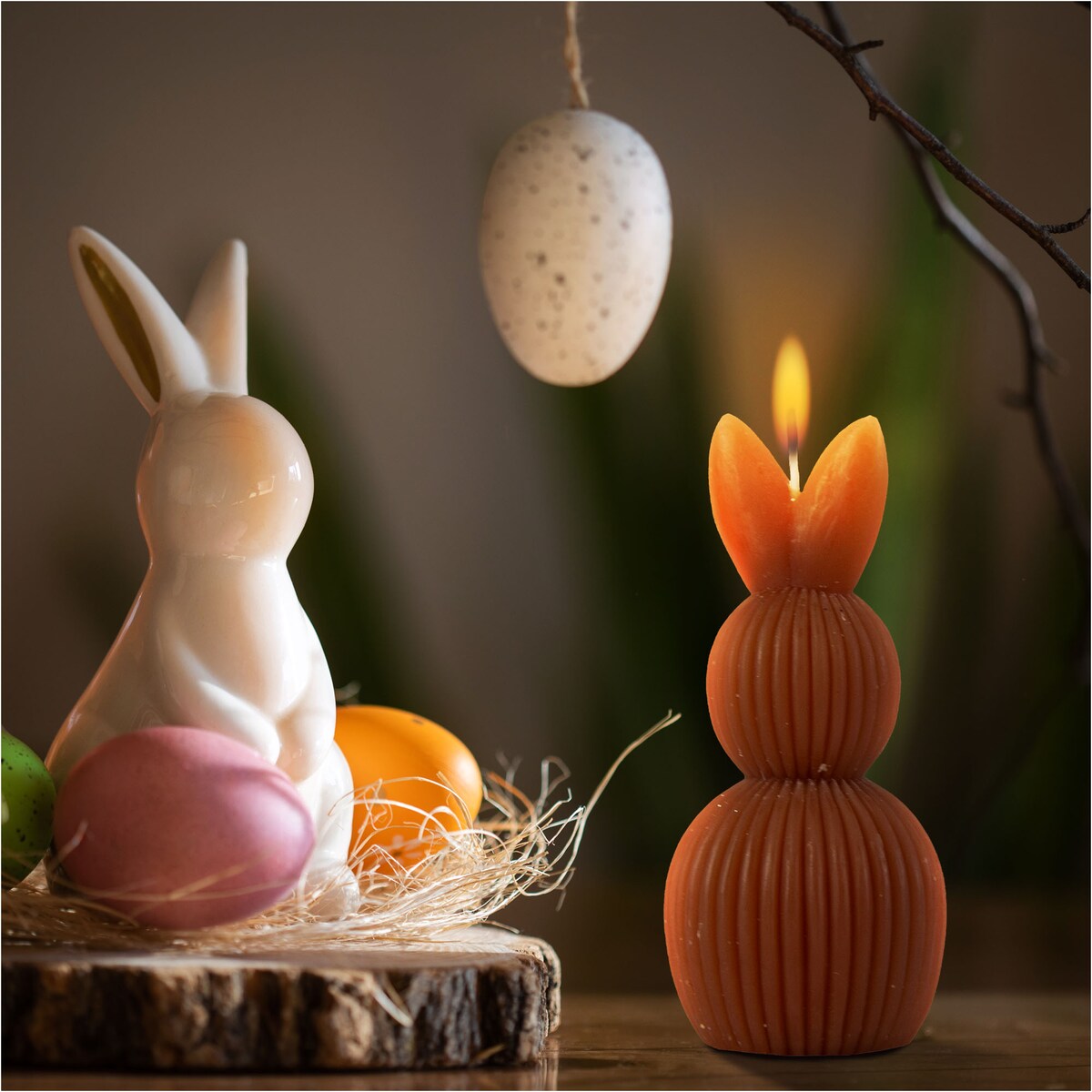 Świeczka Wielkanocna Zając Zajączek Królik Na Prezent Ozdobny Bordowa