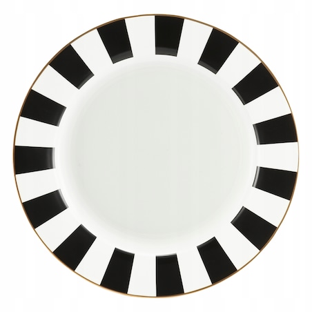 SERWIS OBIADOWY 6 osób W PASKI biało czarne talerze elegancki na prezent