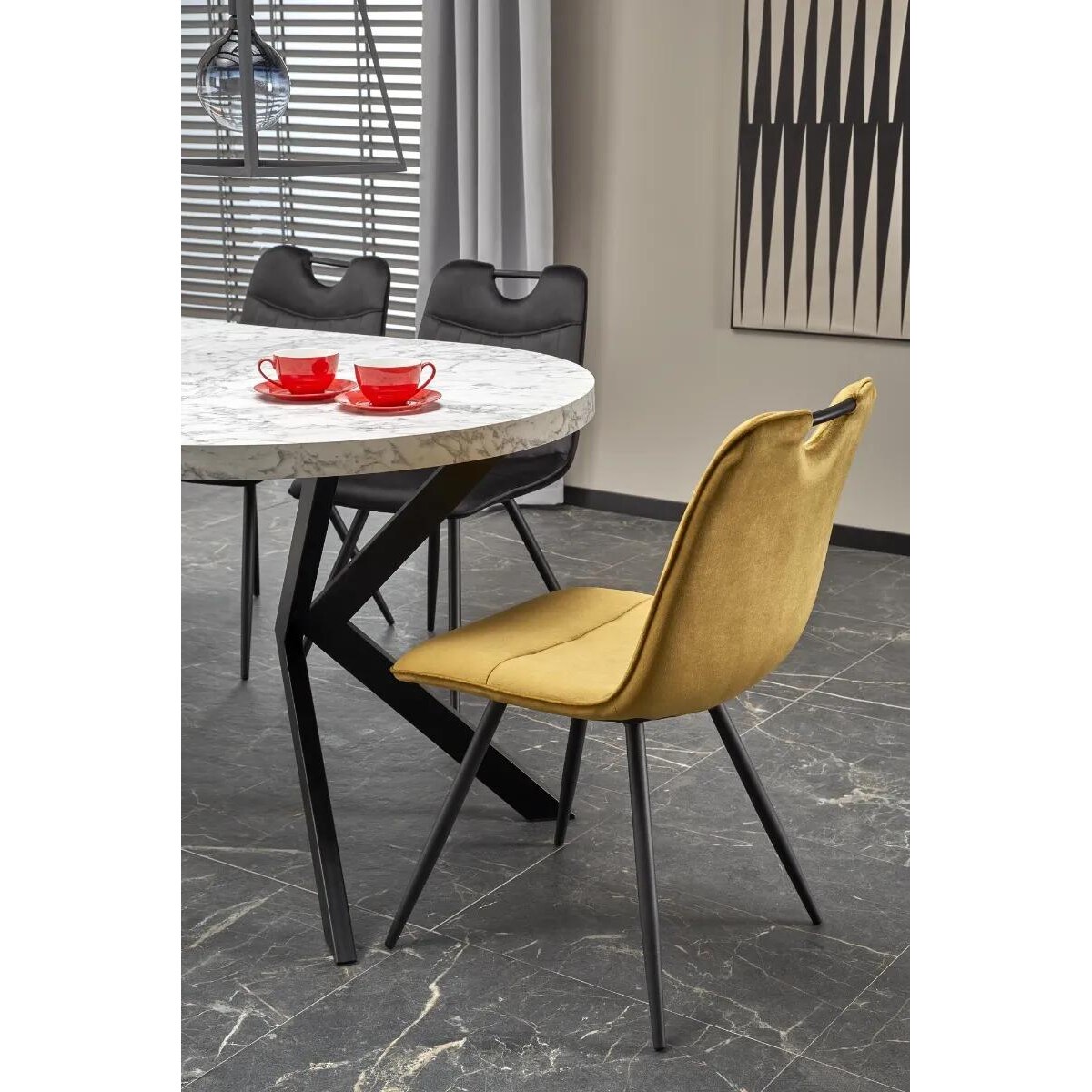 Krzesło tapicerowane K521 VELVET musztardowe