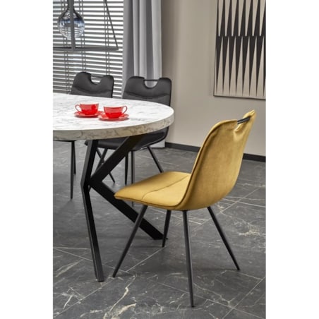 Krzesło tapicerowane K521 VELVET musztardowe