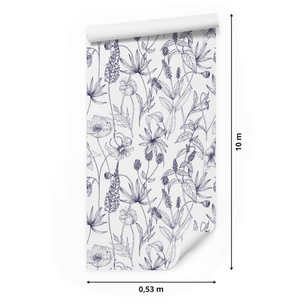 Tapeta Rysowane KWIATY Zioła Natura w Stylu Retro