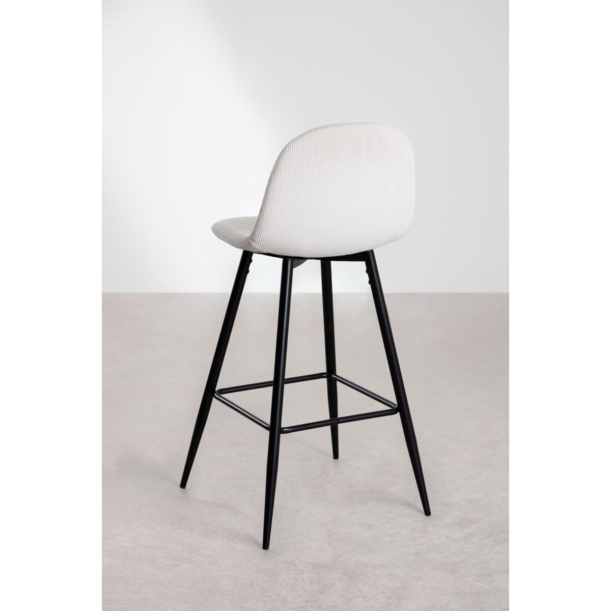 Krzesło barowe sztruksowe, metalowe nogi 75 cm Glamm