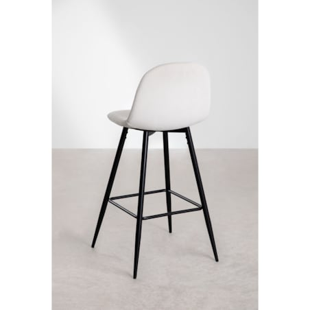 Krzesło barowe sztruksowe, metalowe nogi 75 cm Glamm