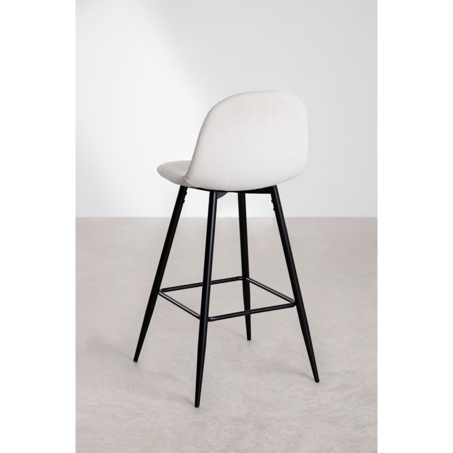 Krzesło barowe sztruksowe, metalowe nogi 75 cm Glamm