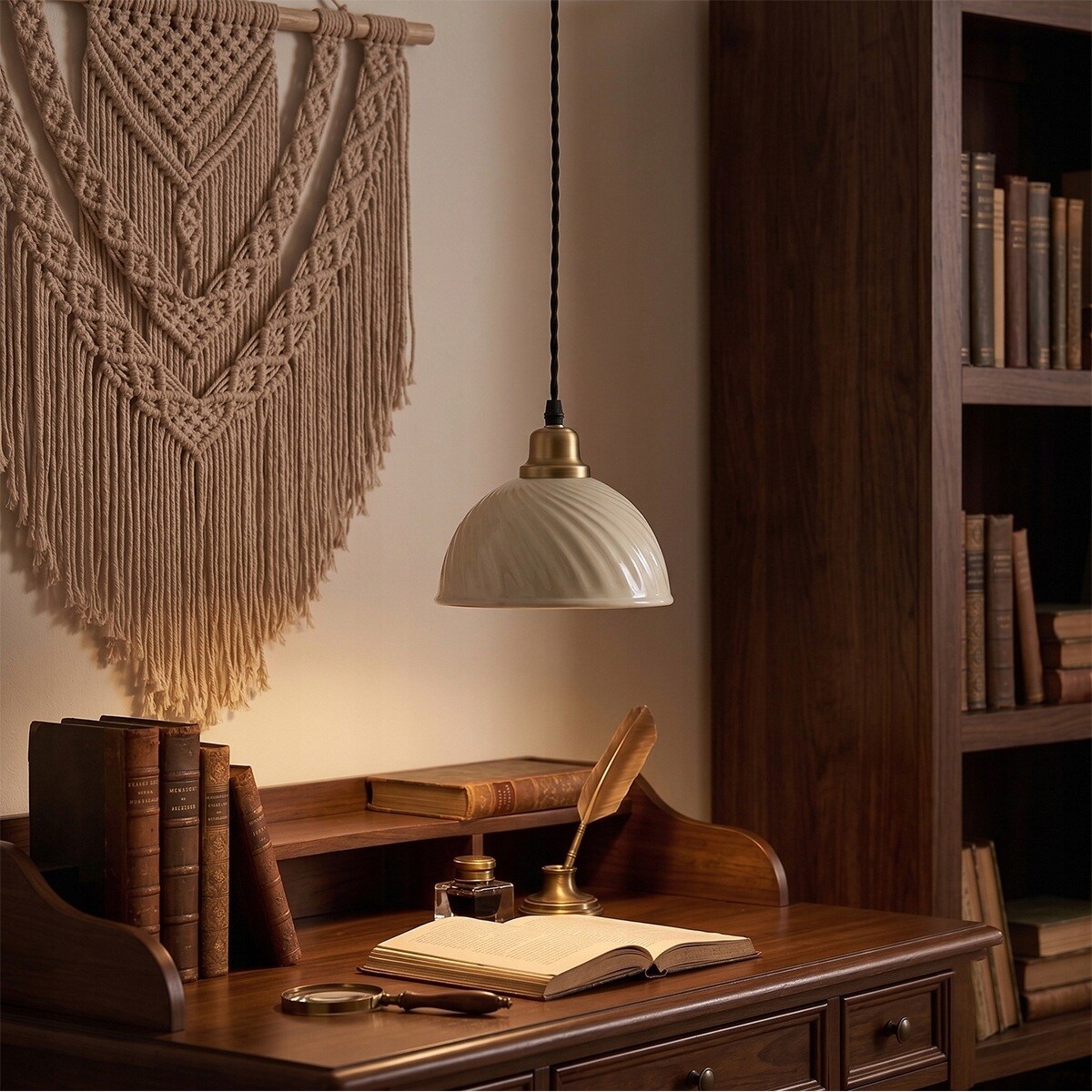 LAMPA SUFITOWA WISZĄCA NAD STÓŁ 20cm BEŻOWA LOFT METALOWA DO SALONU JADALNI