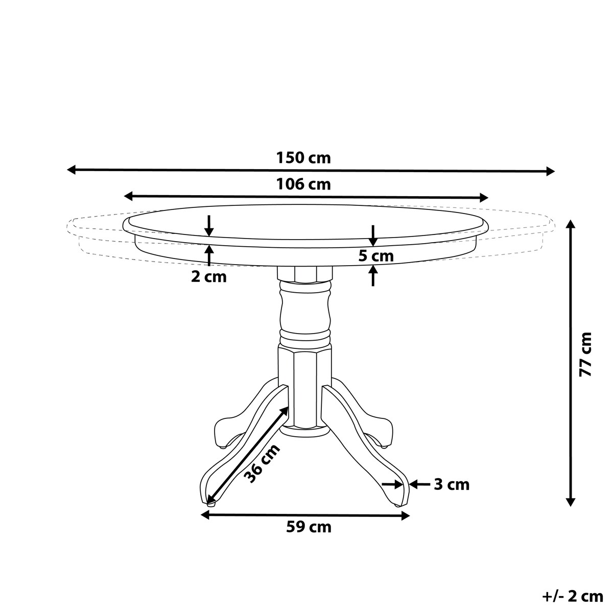Stół do jadalni rozkładany AKRON Jesion brązowy 106/150 cm 106 cm Drewno