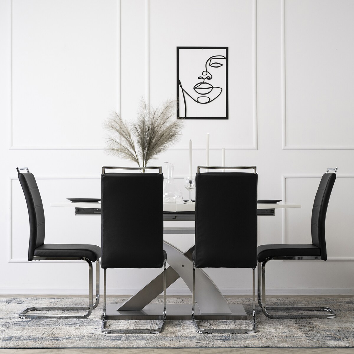 Krzesło Tapicerowane Czarne Na Płozach LOCA Kuchenne Do Jadalni Salonu