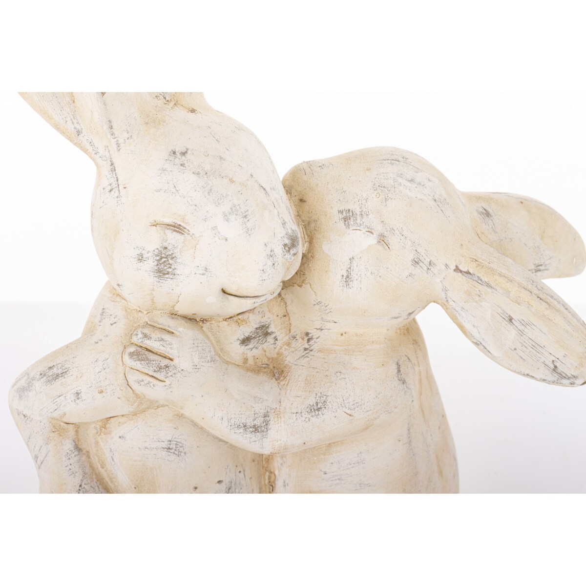 Dekoracja - beżowe cementowe króliki 24x19,5x10 cm ALBIA z synkiem