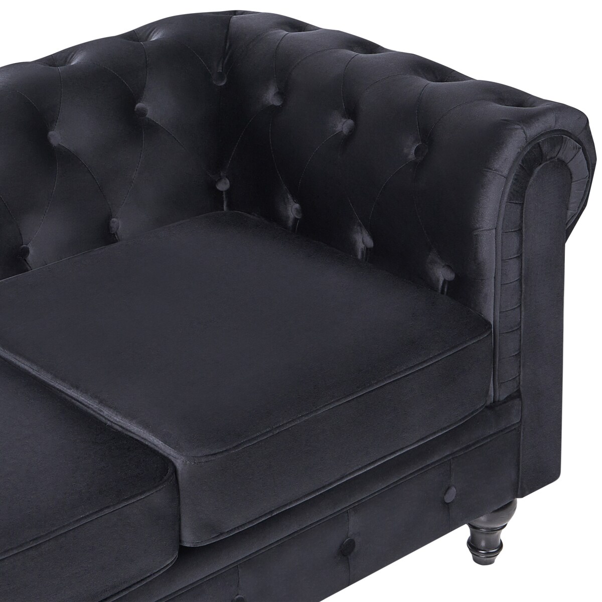 Sofa dla 3 osób CHESTERFIELD Welur Czarny