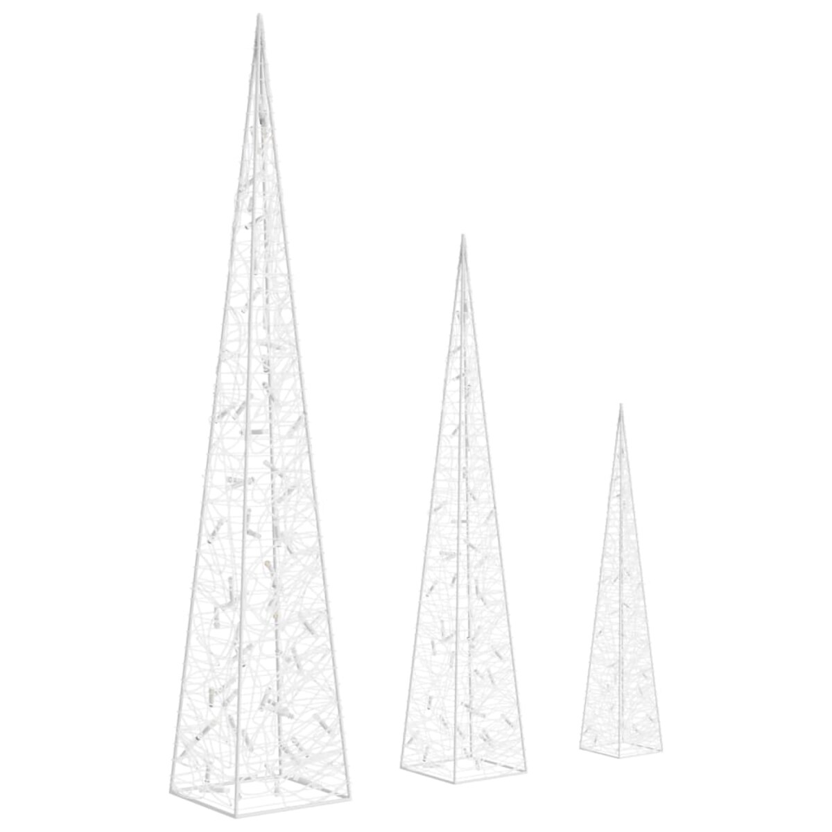 vidaXL Zestaw stożków dekoracyjnych, niebieski, LED, 60/90/120 cm