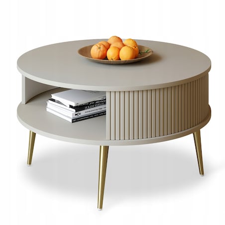 Japandi Stolik Kawowy KASZMIR Złote Nogi 76 cm VERLO GOLD Stolik do Salonu